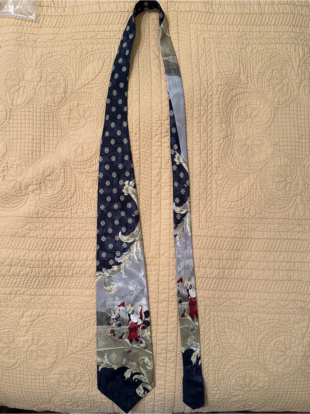 Disney Navy & Silver Mickey Mouse Patterned Silk Tie